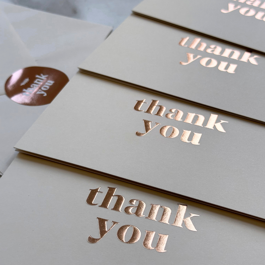 36 Pack of Folded Ivory Thank You Cards with Envelopes & Stickers