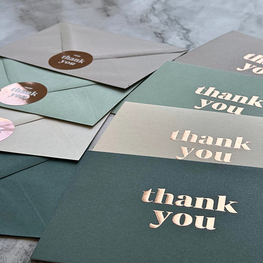 36 Pack of Folded Green Thank You Cards with Envelopes & Stickers