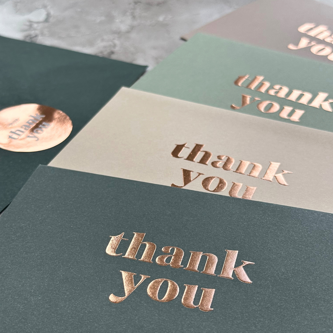 36 Pack of Folded Green Thank You Cards with Envelopes & Stickers