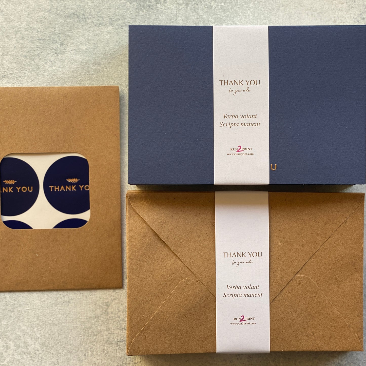 36 Pack of Folded Navy Blue Thank You Cards With Envelopes Foiled Stickers