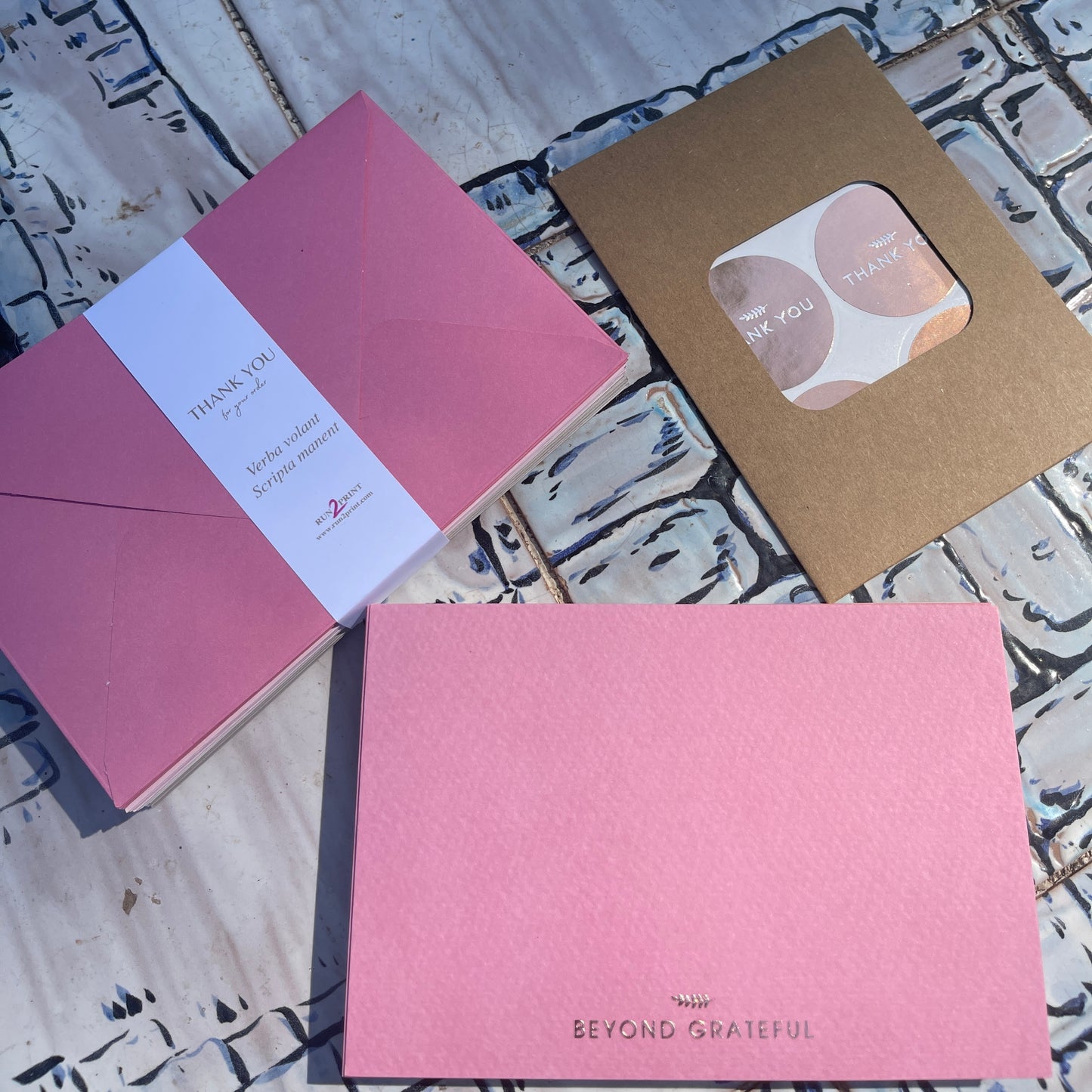 36 Pack of Beyond Grateful Dusty Pink Thank You Cards With Envelopes and Stickers