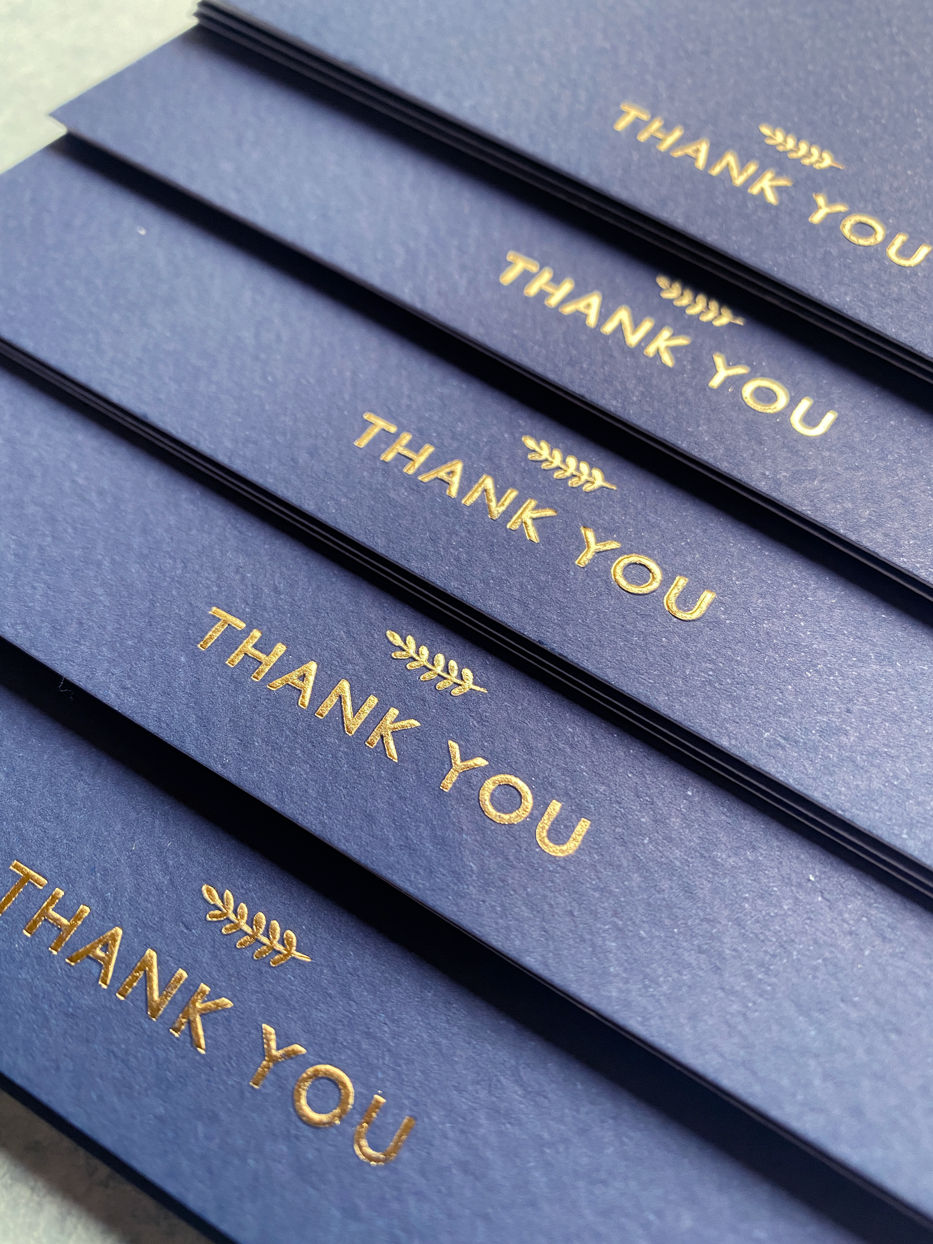  Run2Print (36 Pack) Thank You Cards With Envelopes & Stickers  - Elegant Dusty Blue Emboss Gold Foil Pressed - Blank Notes Wedding,  Bridal, Baby Shower, Business and Formal All Occasion